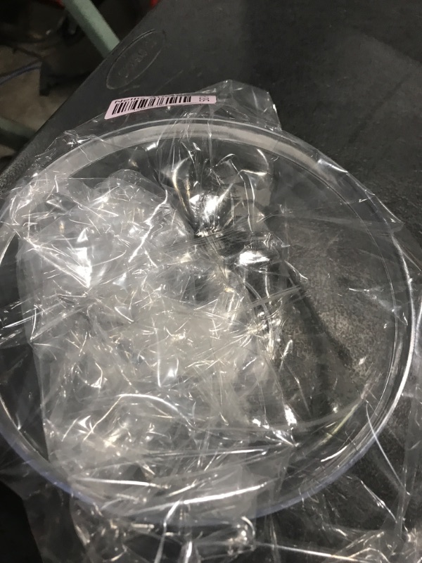 Photo 1 of Elegant Clear Round Serving Bowl with Silver Rim, 72 oz. - 1 Count | Durable and Crystal-like Tableware, Perfect for Weddings, Parties, and Dinners