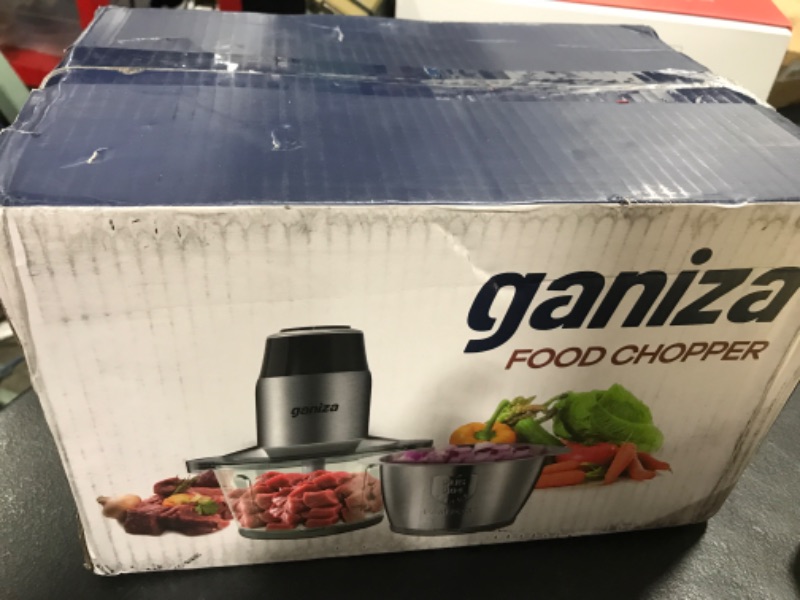 Photo 1 of GANIZA Food Processors, Electric Food Chopper with Meat Grinder & Vegetable Chopper - 2 Bowls (8 Cup+8 Cup) with Powerful 450W Copper Motor - Includes 2 Sets of Bi-Level Blades for Fruits/Meat/Nuts
