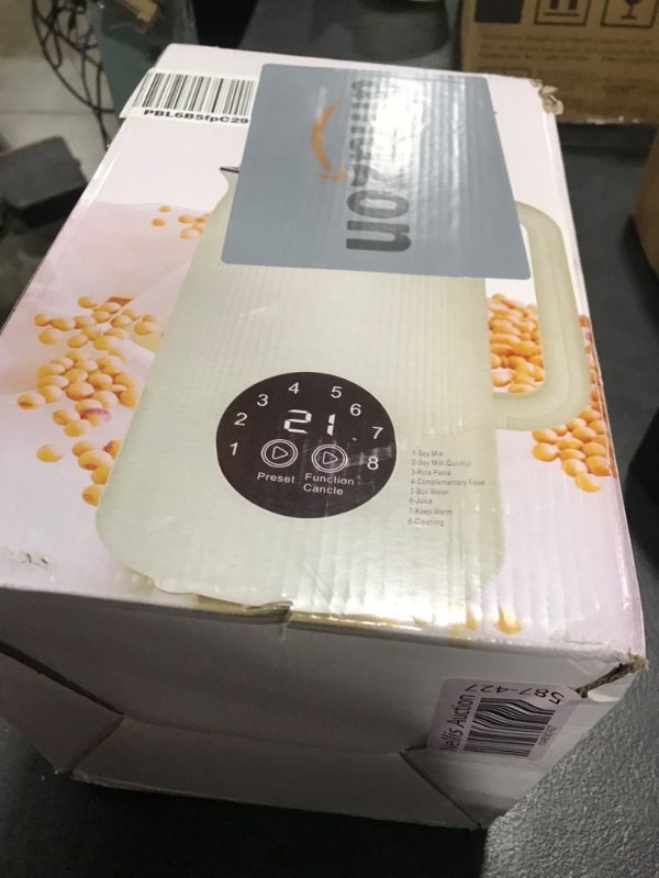 Photo 1 of 8-in-1 Automatic Soy Nut Milk Maker,40oz Soy Milk Maker for Homemade Almond,Oat,Soy Milk,Rice Paste,Complementary Food,Juice,Milk Maker Machine with Delay Start/Keep Warm/Self Clean/Boil Water (White)