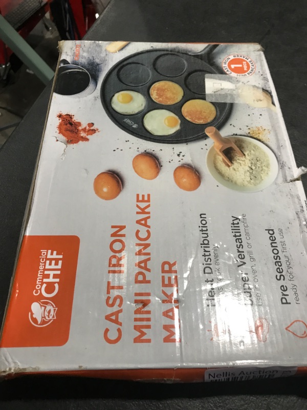 Photo 1 of Commercial CHEF Cast Iron Pancake Pan, Silver Dollar Pancake Griddle, Easy to Clean & Heats Evenly, Makes 7 Mini Silver Dollar Pancakes