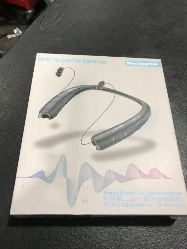 Photo 1 of Neckband Bluetooth Headphones Speaker 2-in-1?Wireless Wearable Speaker at lightest 99g weight with Retractable Earbuds, Portable Speakers and Headsets w/Bulit in Mic for Home, Office and Outdoors