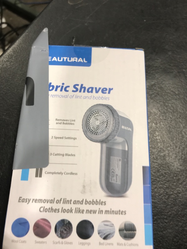 Photo 1 of BEAUTURAL Fabric Shaver and Lint Remover, Sweater Defuzzer with 2-Speeds, 2 Replaceable Stainless Steel Blades, Battery Operated, Remove Clothes Fuzz, Lint Balls, Pills, Bobbles Gray