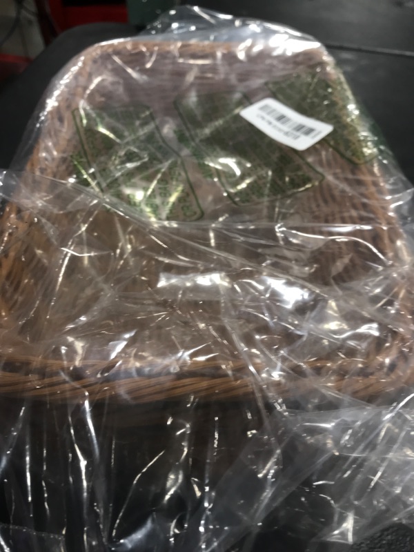 Photo 1 of Yarlung 3 Pack Imitation Rattan Woven Bread Baskets, 11.8 Inch Poly Wicker Fruit Baskets for Food Serving, Display, Vegetables, Home Kitchen, Restaurant, Outdoor, Brown Rectangular