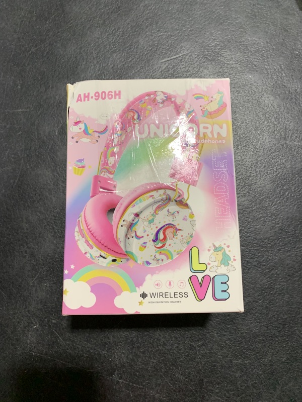 Photo 1 of QearFun Unicorn Bluetooth Headphones for Girls - with Microphone & 3.5mm Jack, Adjustable Headband for Kids Teens Toddlers, School iPad Tablet PC Smartphones Compatible (Purple)