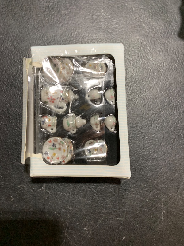 Photo 1 of 15 Pack Miniature Ceramic Doll Tea Set Dollhouse Tea Cup Set Decoration Accessories for Scale 1:12 Dollhouse Craft (Flowers)