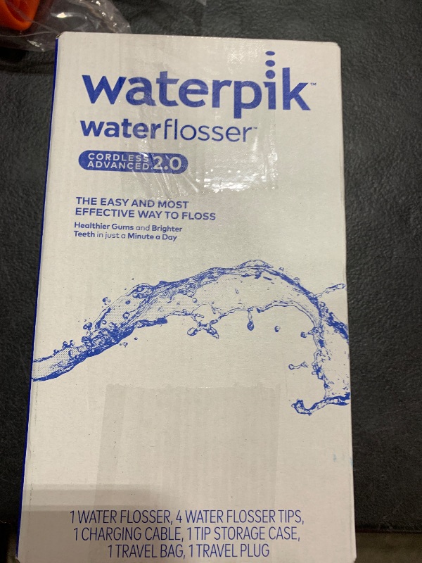 Photo 1 of Waterpik Cordless Advanced 2.0 Water Flosser For Teeth, Gums, Braces, Dental Care With Travel Bag and 4 Tips, ADA Accepted, Rechargeable, Portable, and Waterproof, Blue WP-583, Packaging May Vary