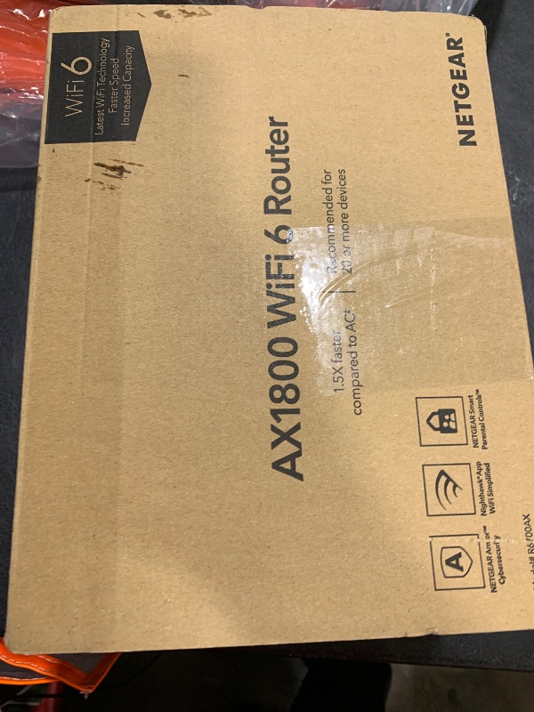 Photo 1 of NETGEAR 4-Stream WiFi 6 Router (R6700AX) – Security Features, AX1800 Wireless Speed (Up to 1.8 Gbps), Covers up to 1,500 sq. ft., 20 devices