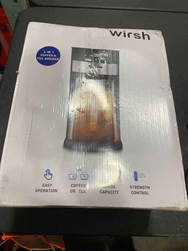 Photo 1 of wirsh Iced Tea Maker with 3QT Pitcher, Iced Coffee Maker with Strength Control and Reusable Filter, Perfect For Iced Coffee, Latte, Tea, Lemonade, Flavored Water, Black