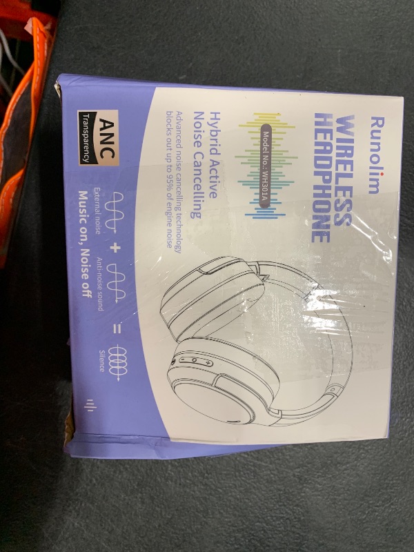 Photo 1 of Runolim  Active Noise Cancelling Headphones, Wireless Over Ear Bluetooth Headphones with Microphone, 70H Playtime, Foldable Headphone with HiFi Audio, Deep Bass for Home Travel Office