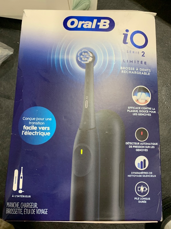 Photo 1 of Oral-B iO Simple Clean Rechargeable Electric Powered Toothbrush, Night Black with 1 Gentle Care Brush Head and 1 Black Travel Case - Automatic Pressure Sensor to Protect Gums - 3 Modes - 2 Min Timer