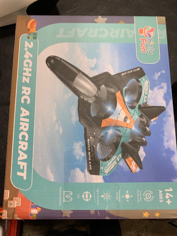 Photo 1 of Foam Drone RC Airplane for Kids and Beginners, Remote Control Plane Fighter Jet with Light, Auto Hovering, 360° Flip and 2 Batteries (16 Mins)