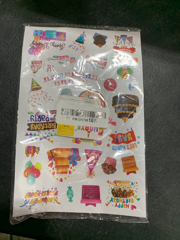 Photo 1 of LINAYE 24 Sheets Happy Birthday Stickers - 730 Counts, Small & Large Sizes, Perfect for Birthday Party Decorations & Gifts