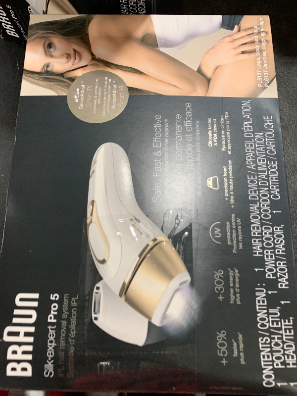 Photo 1 of Braun IPL at Home Laser Hair Removal for Women and Men, Silk Expert Pro 5 PL5137 with Venus Swirl Razor, Permanent Visible Hair Reduction in Hair Regrowth for Body & Face, Corded, PL5137