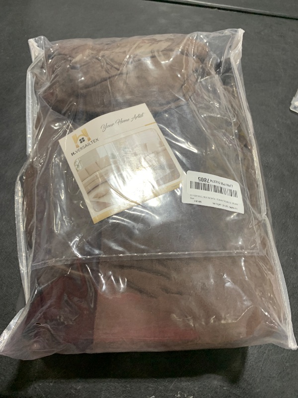 Photo 1 of H.VERSAILTEX Sofa Cover 3 Piece T Cushion Sofa Slipcovers Thick Velvet Couch Cover Furniture Protector Stretch T Cushion Sofa Covers for 2 Cushion Couch with 2 T Cushion Covers Washable, Brown