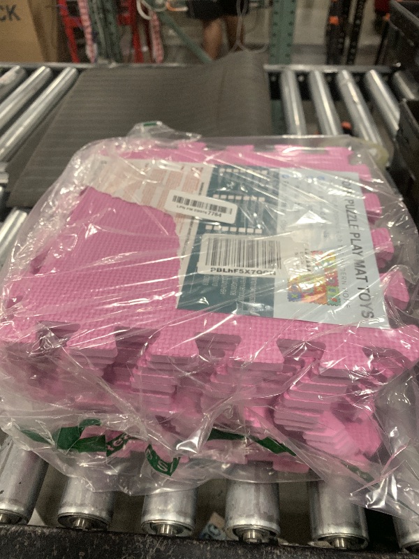Photo 1 of qqpp EVA Rubber 18 Tiles Interlocking Puzzle Foam Floor Mats - Baby Play Mat for Playing | Exercise Mat for Home Workout. Pink. QC-Cb18N
