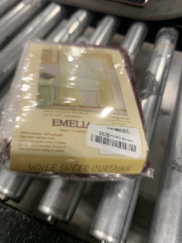 Photo 1 of Today's Curtain, Emelia Priscilla Sheer Pair 60" W x 84" L, Burgundy, 5-Piece-Set