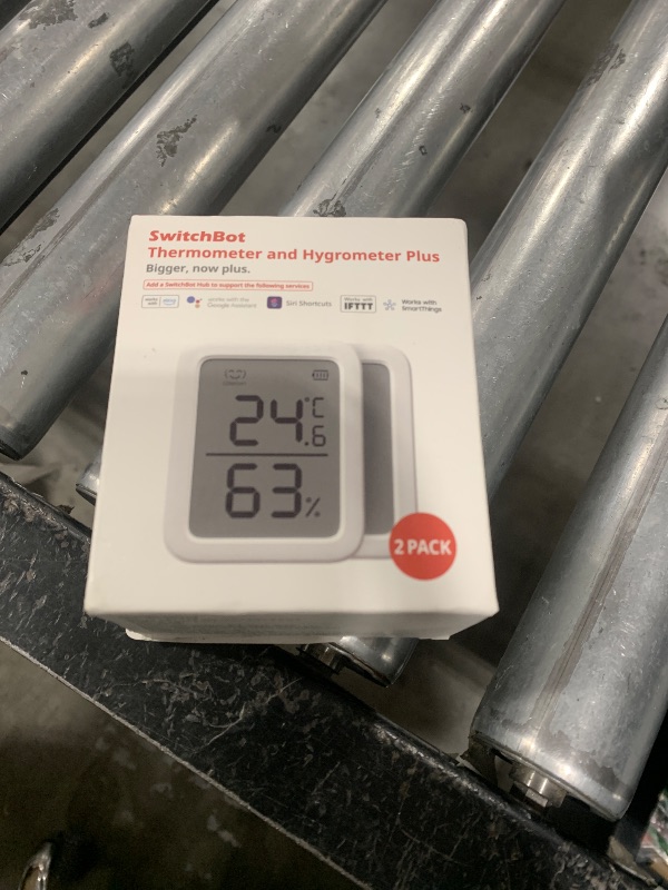 Photo 1 of SwitchBot Thermometer Hygrometer, Bluetooth Indoor Humidity Meter and Temperature Sensor with App Control, Large LCD Display, Notification Alerts, Data Storage Export, Remote Monitor for Home (2 Pack)