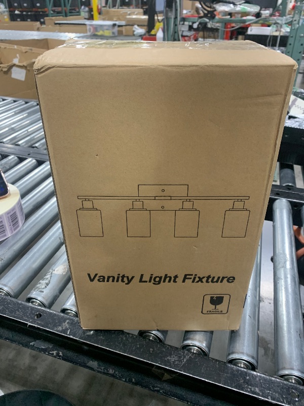 Photo 1 of MOKATNG 4-Light Bathroom Light Fixtures, Vanity Light with Milky White Shades, Brushed Gold Bathroom Lighting Fixtures Over Mirror, Modern Bathroom Wall Lamp for Mirror Living Room Cabinet Bedroom
