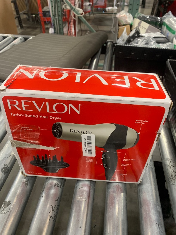 Photo 1 of REVLON Turbo Hair Dryer with Advanced Ionic Technology, Ceramic Coating | Turbo Heat and Cold Shot Features, 1875 Watts for Fast Drying and Shine (Silver)