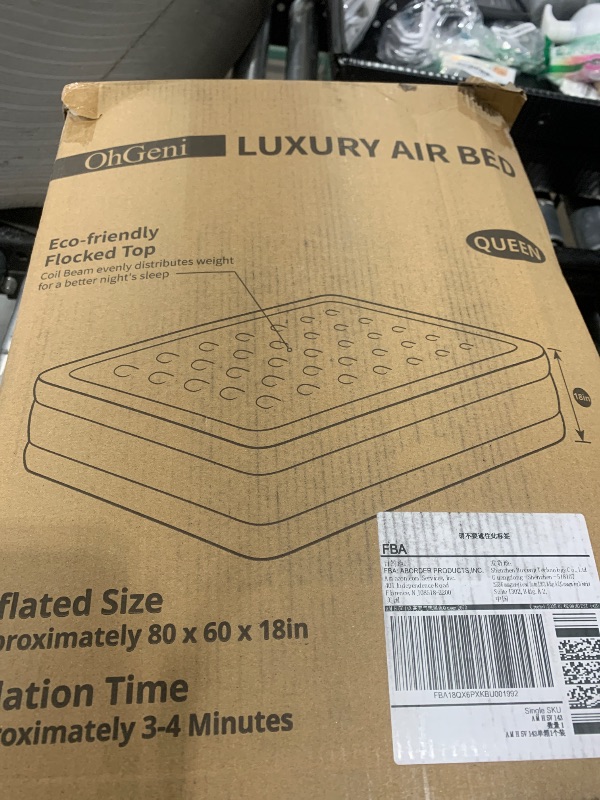 Photo 1 of OhGeni Queen Air Mattress with Built in Pump, 18 Raised Comfort Inflatable Mattress, Quiet Surface Portable Blow Up Mattress, Air Bed for Home and Guest, Colchone Inflable, 650 lbs Max