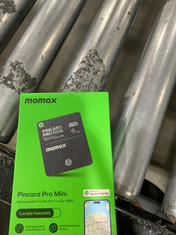 Photo 1 of Momax Rechargeable Bluetooth Tracker, Key Finder IP68 Waterproof, Up to 328ft Range, Smart Tracking Tag for Keys, Bags, Luggage, Wallet and More, Mini Size, iOS Only