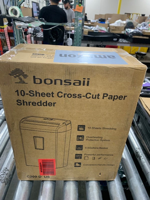 Photo 1 of Bonsaii 10-Sheet Cross Cut Paper Shredder, 5.5 Gal Home Office Heavy Duty Shredder for Credit Card, Staple, Clip with Transparent Window(C209-D)