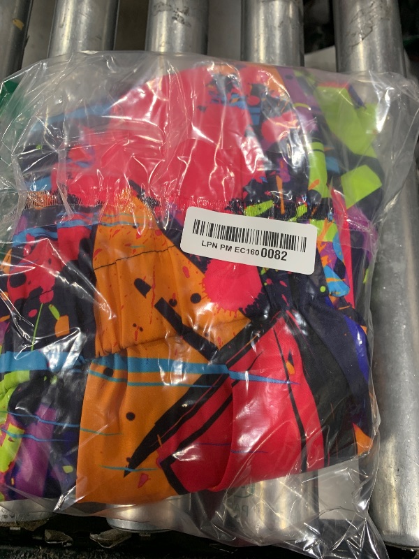 Photo 1 of RAISEVERN 80s Outfit for Men 90s Multicolored Rompers Party Disco One Piece Zipper Jumpsuit with Pockets