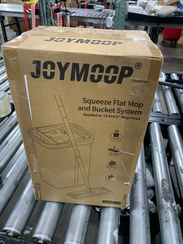 Photo 1 of JOYMOOP Mop and Bucket with Wringer Set, Hands Free Flat Floor Mop and Bucket, with 3 Washable Microfiber Pads, Wet and Dry Use, Floor Cleaning System