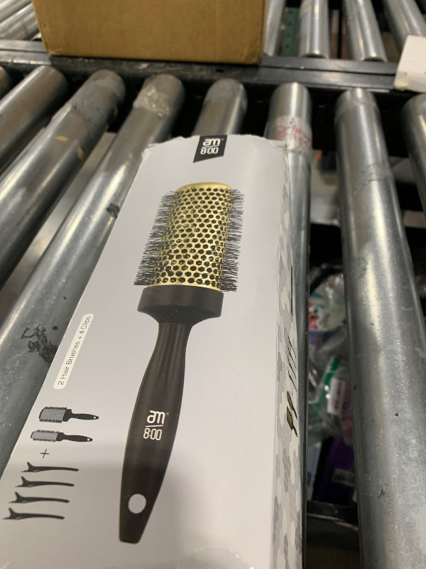Photo 1 of AM 8:00 Round Brush for Blow Drying,Ceramic Barrel & Antistatic Bristles, Salon Blowout Hair Styling for Wet or Dry (Includes 4 Clips)