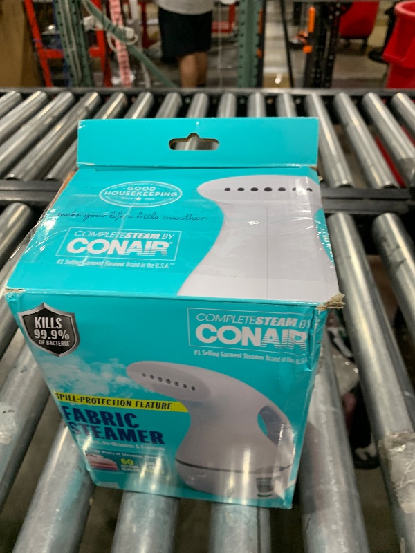 Photo 1 of Conair Handheld Travel Garment Steamer for Clothes, CompleteSteam 1100W, For Home, Office and Travel, White