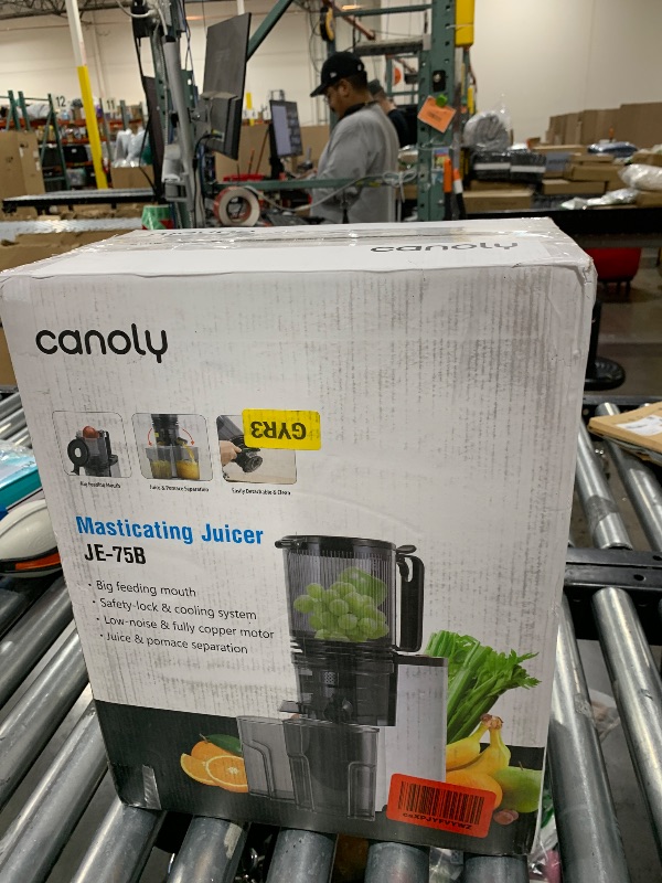 Photo 1 of Cold Press Juicer, 5.8" Wide Feed Chute Juice Extractor Machine with 400W, High Juice Yield, Slow Masticating Juicer for Whole Vegetables & Fruits, Metallic Silver