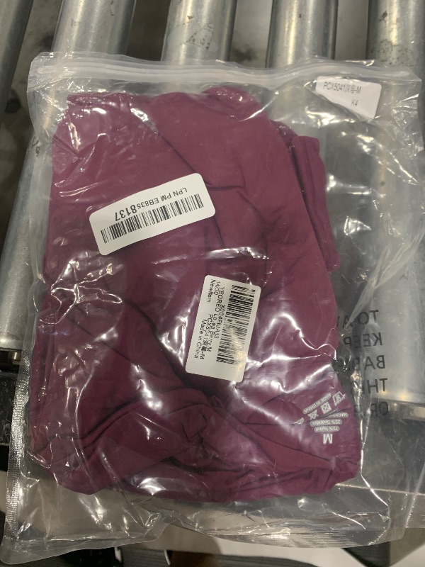 Photo 1 of YEOREO Long Sleeve Shirts for Women y2k Tops Double Lined Basic Tee Crew Neck Going Out Sweeney Workout Undershirt Deep Berry M