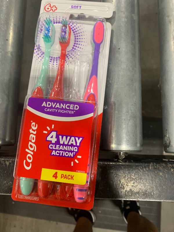 Photo 1 of Colgate Extra Soft Kids Toothbrushes, Advanced Cavity Fighter Kids Toothbrush Pack, Extra Soft Bristles Help Remove Plaque and Stains for a Gentle Clean, for Children Ages 6 and Up, 4 Pack