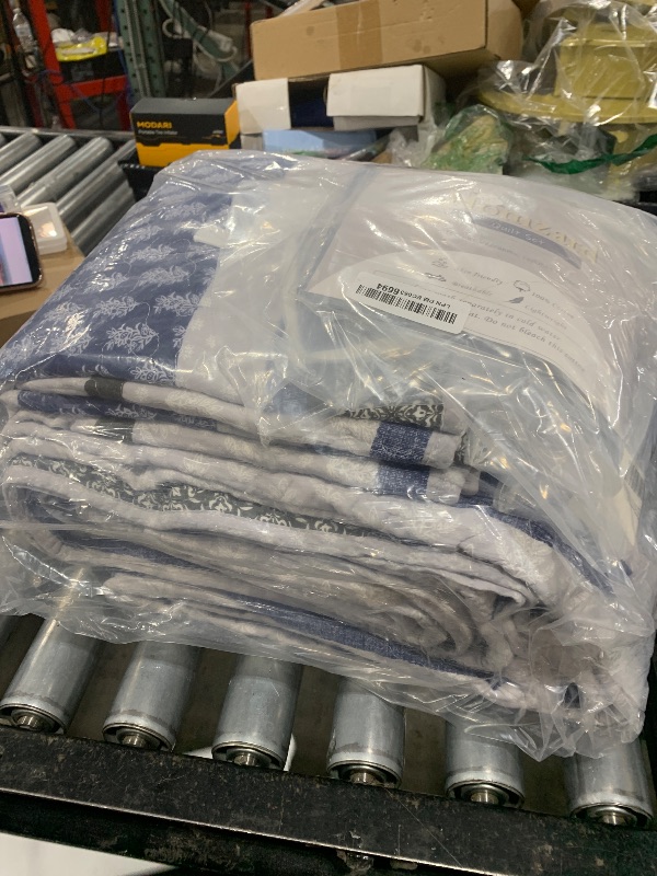 Photo 1 of Homzard Bedding Set, King Size Quilt, 100% Cotton, Blue Floral Striped, All Season, 3 Piece Includes Quilt and 2 Shams, Farmhouse Style