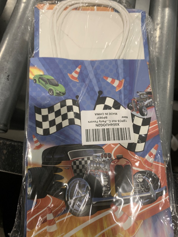 Photo 1 of 12PCS Hot Car Happy Birthday Party Favor Bags Race Car Party Supplies Wheels Car Party Gift Goodie Bags Hot Car Happy Birthday Game Party Treat Bags for Baby Shower Hot Car Wild Racer Party Favors