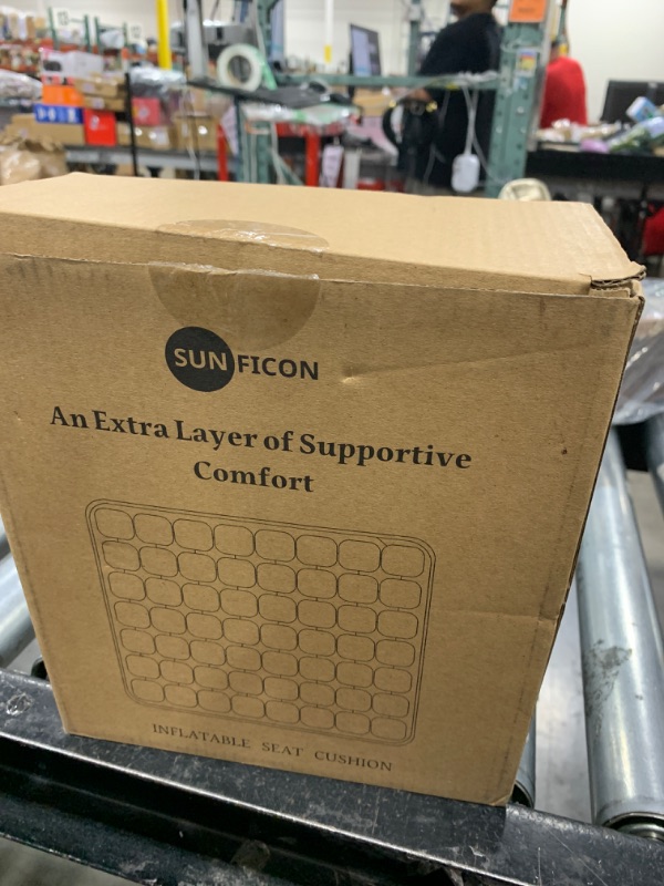 Photo 1 of SUNFICON Air Cushion Inflatable Chair Air Seat Cushion Car Portable Breathable Comfort Cushion Office Wheelchair Pad Orthopedics Pain Pressure Relief Cushion Camping Seat Mat 18 x 16 x1 in Black