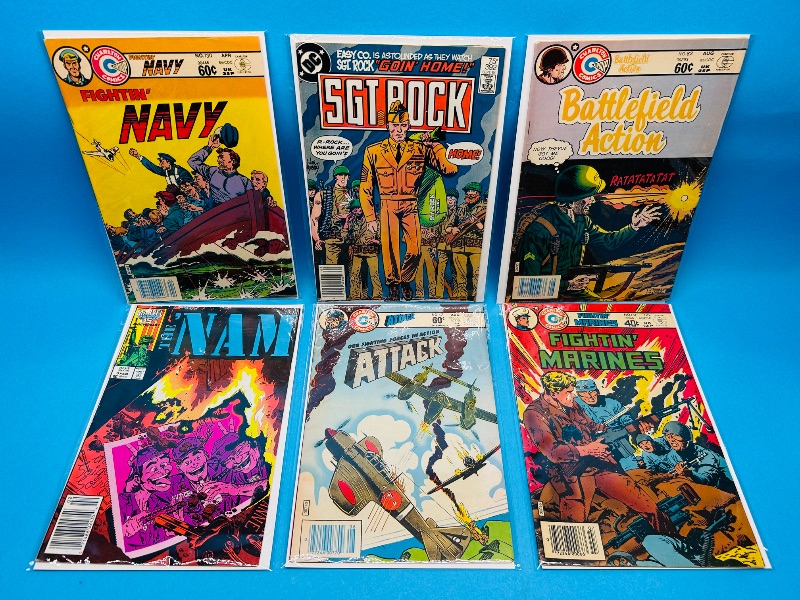 Photo 1 of 593005… 6 vintage war comics in plastic sleeves 