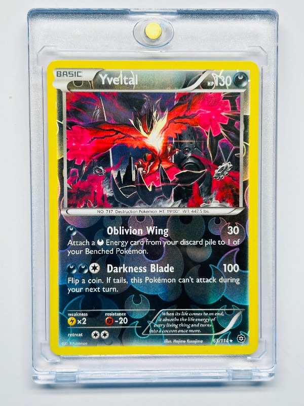 Photo 1 of 593028…Pokémon reverse holo Yveltal card  in hard plastic case