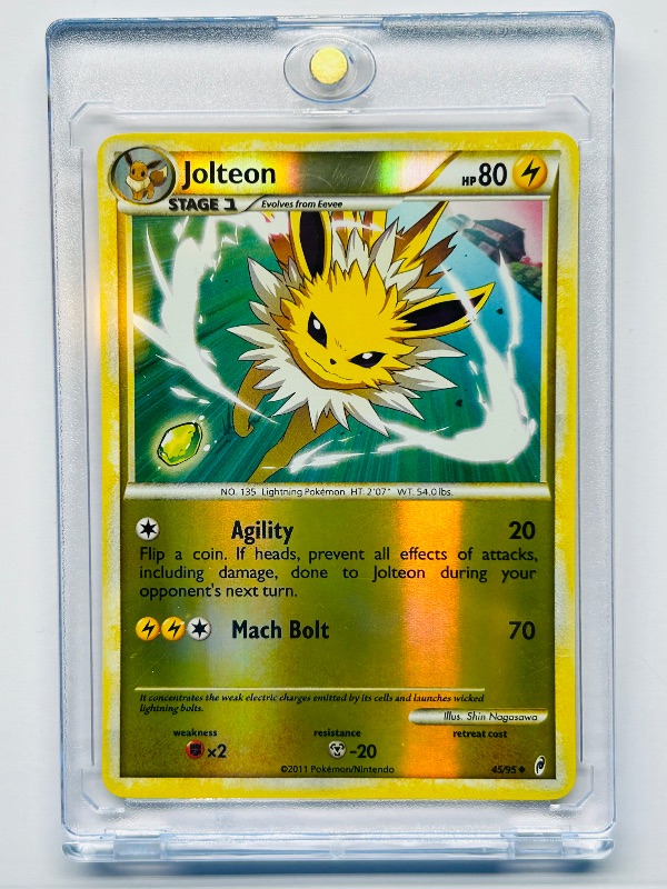 Photo 1 of 593033…Pokémon holo Jolteon card  in hard plastic case