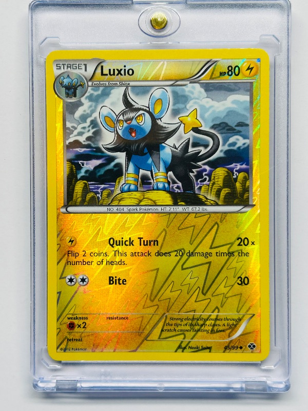 Photo 1 of 593036…Pokémon reverse holo Luxio card  in hard plastic case