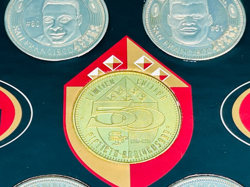 Photo 1 of 593042…San Francisco 49ers complete 50th anniversary 9 coin set with cards
