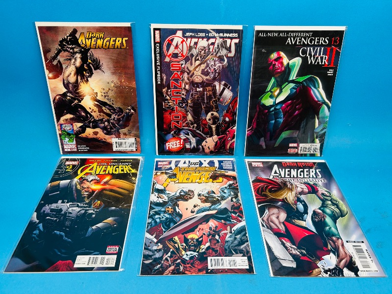 Photo 1 of 593080…6 avengers comics in plastic sleeves 