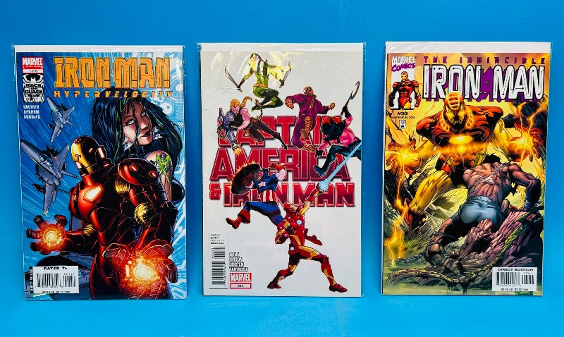 Photo 1 of 593089…3 iron man comics in plastic sleeves 