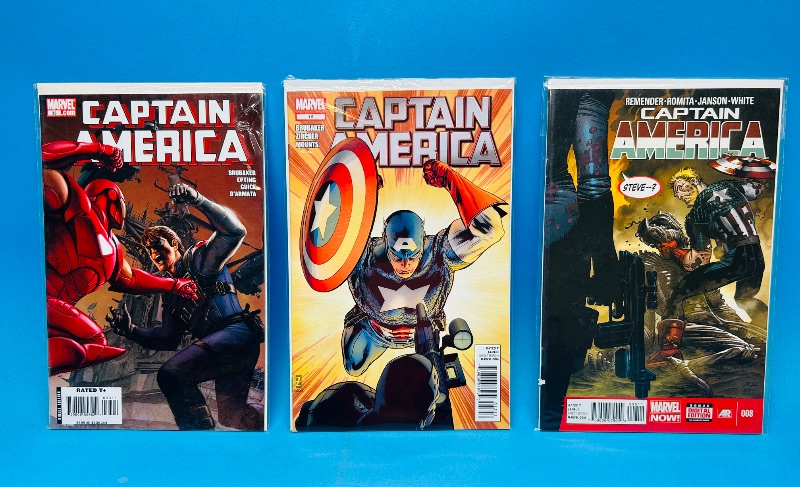 Photo 1 of 593096…3 Captain America  comics in plastic sleeves 