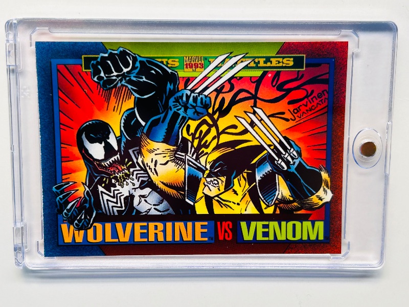 Photo 1 of 593110…Marvel Wolverine vs. Venom card 164 in hard plastic case