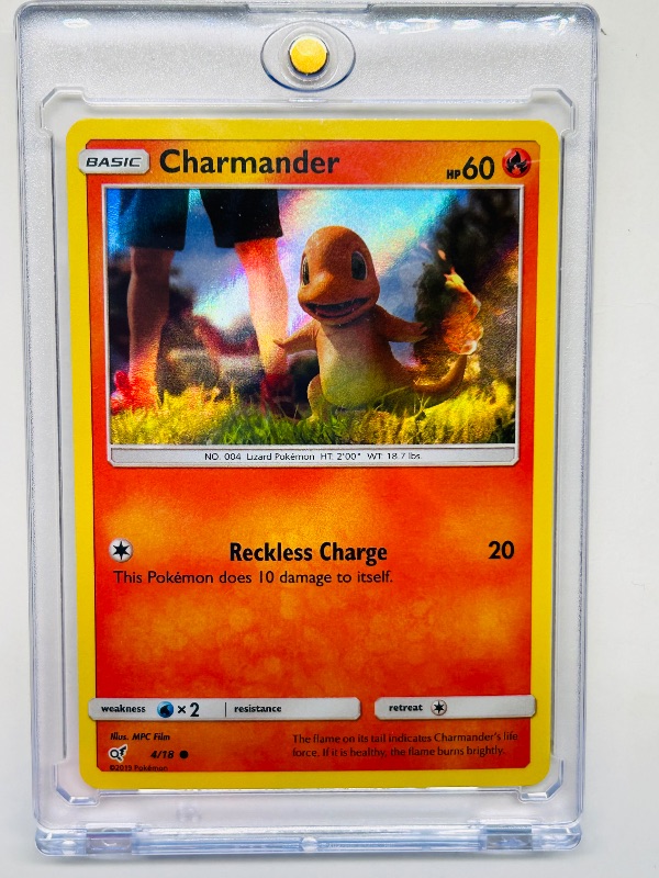 Photo 1 of 593117… Pokémon hologram charmander card in hard plastic case