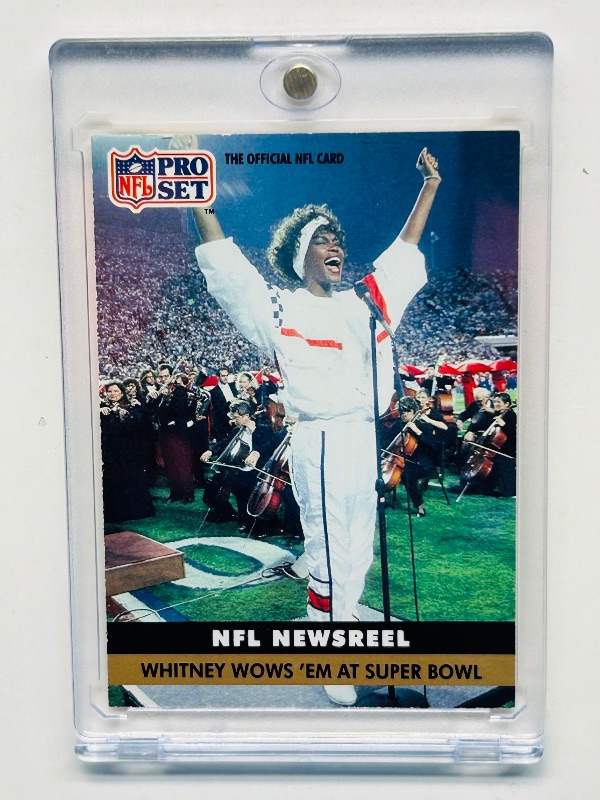 Photo 1 of 593121… NFL Newsreel Whitney Houston sings at Super Bowl card 350 in hard plastic case