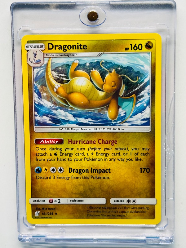 Photo 1 of 593122… Pokémon Dragonite  card in hard plastic case