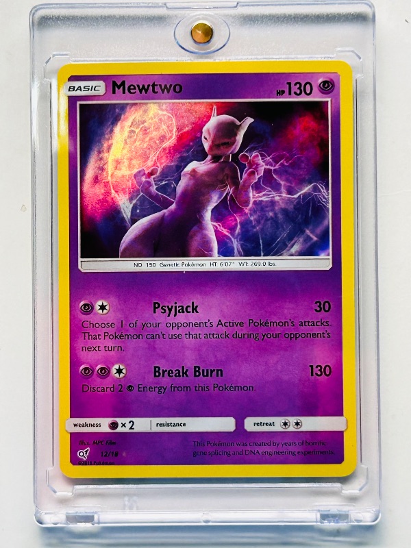 Photo 1 of 593124… Pokémon hologram Mewtwo card in hard plastic case