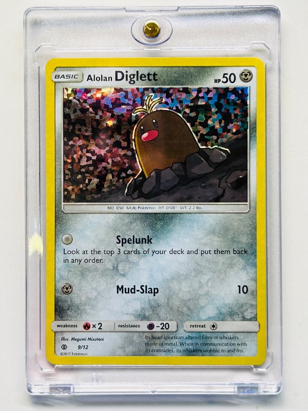 Photo 1 of 593125… Pokémon hologram  Alolan Diglett card in hard plastic case